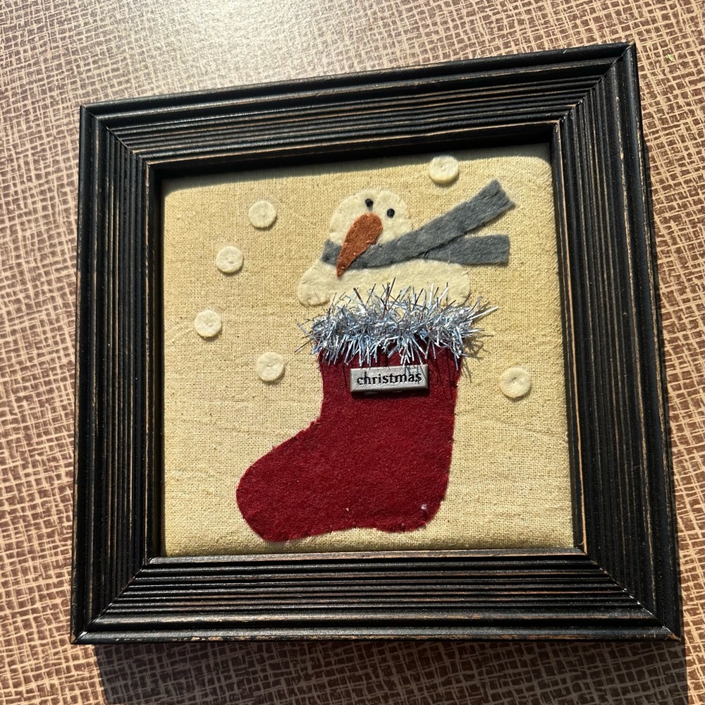 Christmas Snowman felt picture NWT